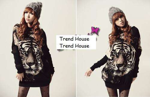 Tiger Head Printed Top (Available in Cream/Black only)